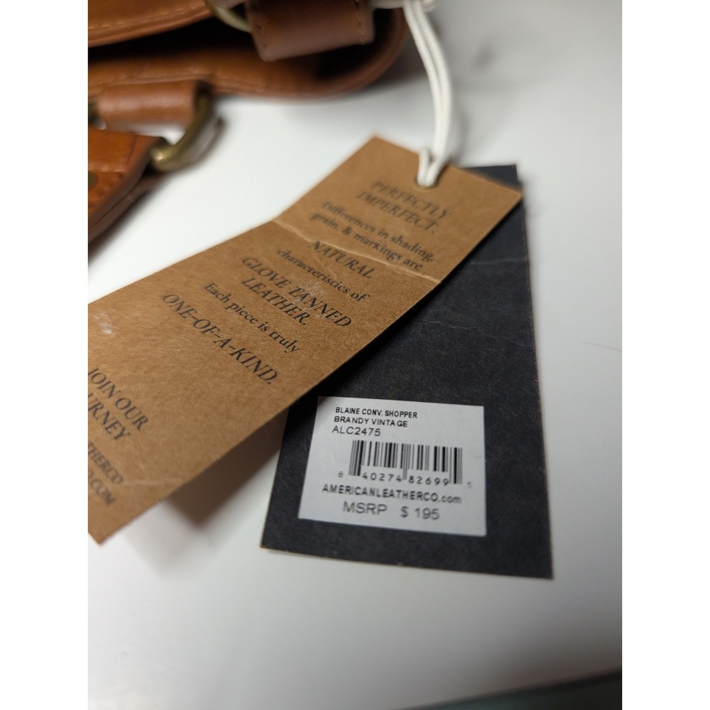 NWT American Leather Co Blaine Convertible Shopper Brandy  Glove TannedPurse - Picture 11 of 14
